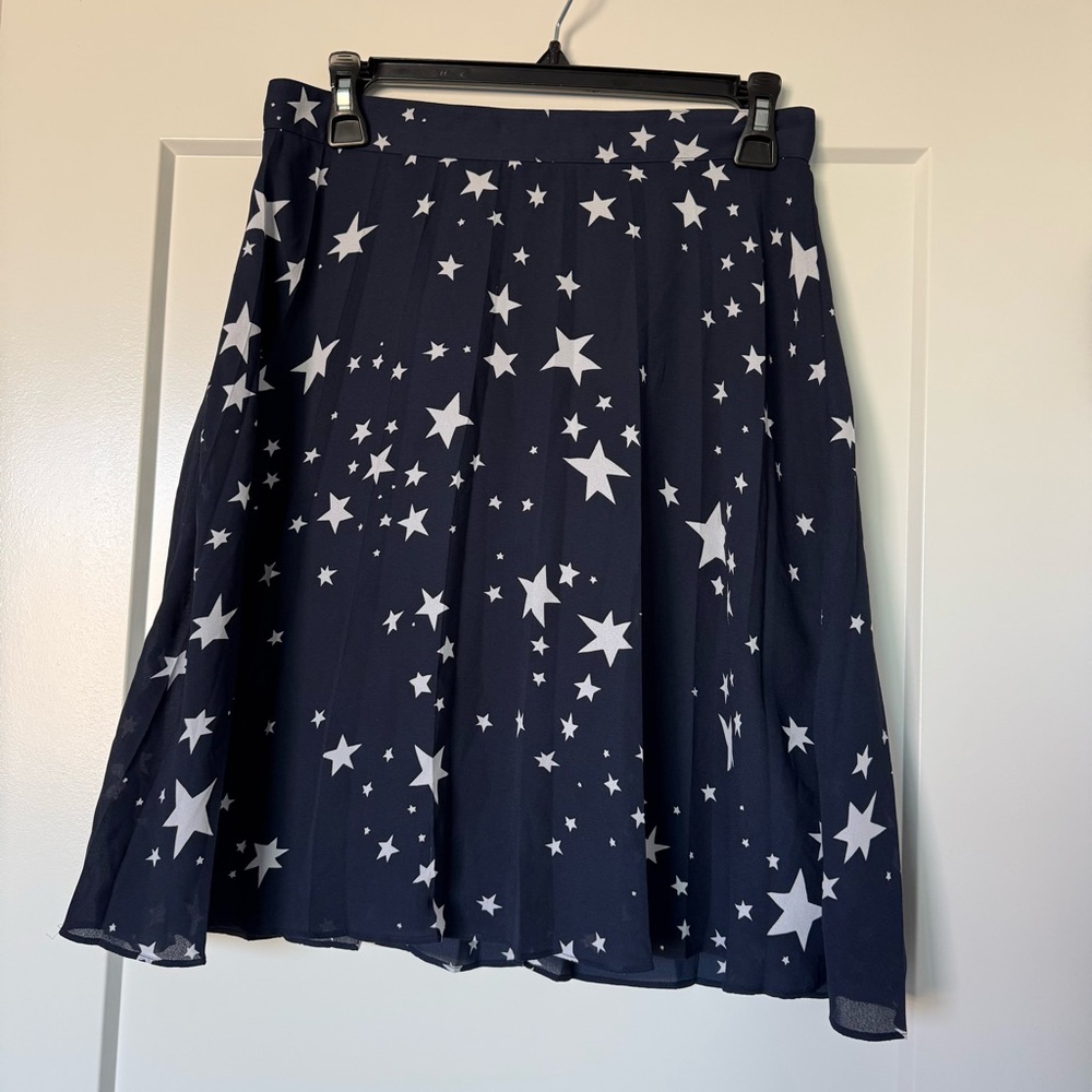 J.Crew Patriotic Star Print Mini Skirt USA Americana 4th of July Navy White Sz 4